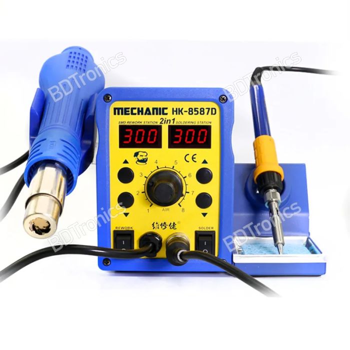 Mechanic HK 8587D 2 In 1 Hot Air Gun Soldering Desoldering Station SMD Rework Repair Tool In