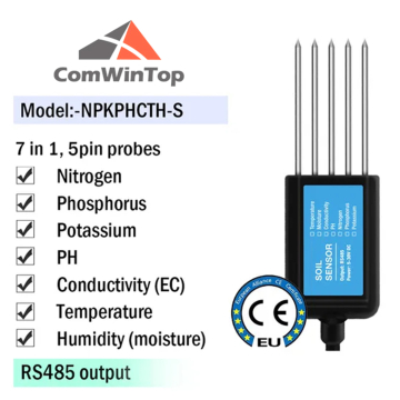 Soil NPKPHCTH Sensor IP68 (7 in 1) RS485 Modbus NPK Sensor for Agricultural (English Manual) in BD, Bangladesh by BDTronics