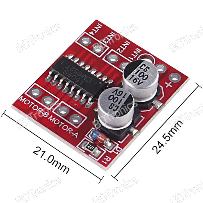 MX1508 Motor Driver MX1508 DC Motor Driver Module – 2V-10V, 1.5A Continuous, 2.5A Peak – Dual H-Bridge For 2-Way Reversing & PWM Speed Control