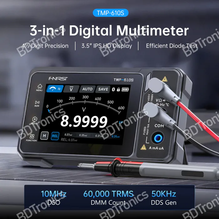 FNIRSI TMP-610S Oscilloscope 60,000 Counts Digital Multimeter 3-in