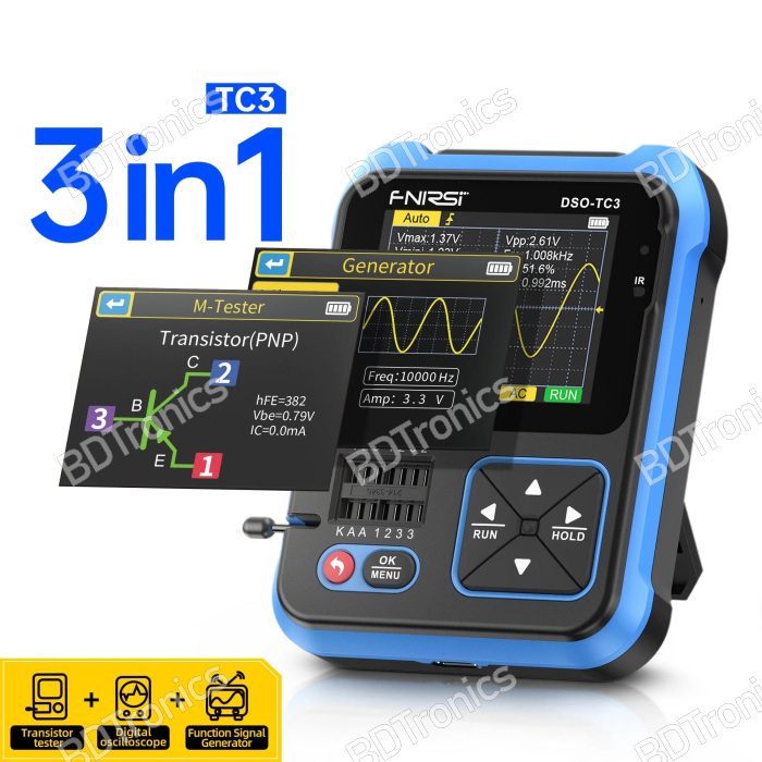 FNIRSI DSO-TC3 3-in-1 Portable Digital Oscilloscopes+ Signal Generator ...