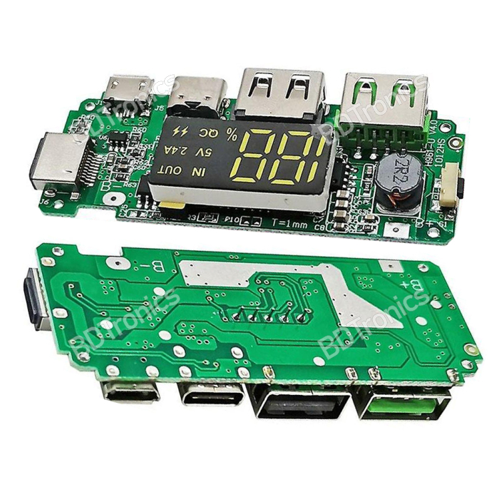 Dual USB Mobile Power Bank Circuit 5V 2.4A USB TypeC Charging Board