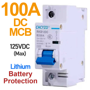 100A DC Circuit Breaker MCB 1P for LiFePO4 Battery Protection On/Off 125VDC in BD, Bangladesh by BDTronics