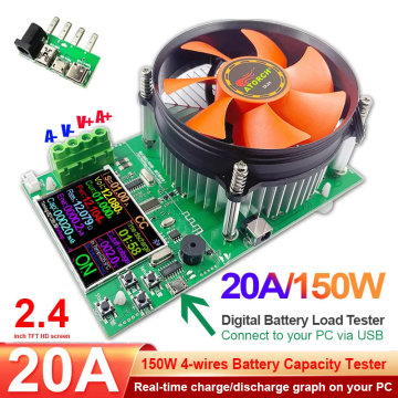 150W 20A Battery Capacity Load Tester Meter with Built-in Bluetooth & PC software Support