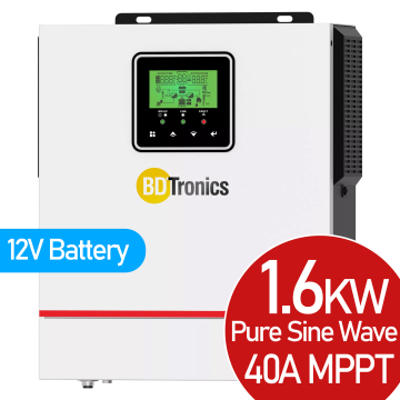2000VA 1600W 12V Off-Grid Solar Inverter 2KVA Pure Sine Wave Inverter 40A MPPT Solar Charge Controller IPS System in BD, Bangladesh by BDTronics