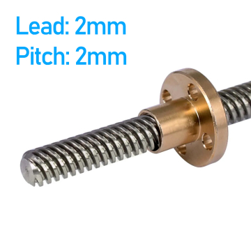 T8 Lead Screw Length 1000mm (Lead 2mm Pitch 2mm) Thread Trapezoidal Rod with Brass Nut for CNC 3D Printer  in BD, Bangladesh by BDTronics