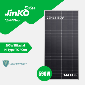 Jinko 590W Solar Panel Tiger Neo Bifacial N-Type (72HL4-BDV) in BD, Bangladesh by BDTronics