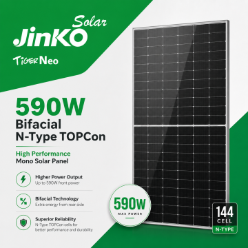 Jinko 590W Solar Panel Tiger Neo Bifacial N-Type (72HL4-BDV) in BD, Bangladesh by BDTronics