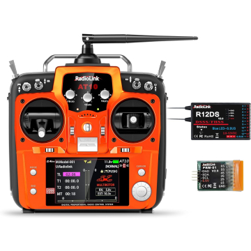 Radiolink AT10II 2.4Ghz 12 Channel RC Transmitter and R12DS Receiver Radio Control System with PRM-01 Module (Mode 2) in BD, Bangladesh by BDTronics