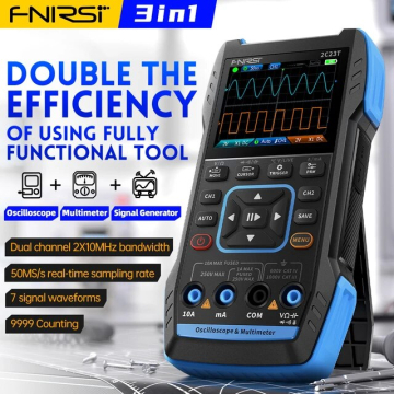 FNIRSI 2C23T 50MS/s 10MHz Dual Channel Digital Oscilloscope + Multimeter + Function Signal Generator 3 in 1 in BD, Bangladesh by BDTronics