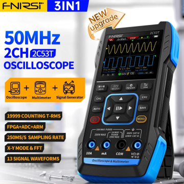 FNIRSI 2C53T 50MHz 250MS/s  3-in-1 Digital Oscilloscope DSO + Multimeter + Function Signal Generator in BD, Bangladesh by BDTronics