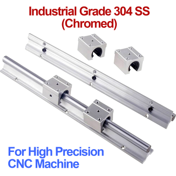 20mm Linear Shaft Rod with Base SBR20UU Sliding Block Chromed Grade 304 Stainless Steel SS Smooth Rod for CNC Router Machine in BD, Bangladesh by BDTronics