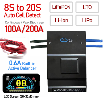 Original JK BMS 8S to 20S 100A for LiFePO4, LTO, Li-ion, LiPo Battery Charger 0.6A Active Balancer with LCD Bluetooth in BD, Bangladesh by BDTronics