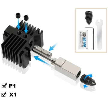 Bambu Lab X1C & P1S Hotend Quick Swap Hardened Steel Nozzle 3D Printer Parts in BD, Bangladesh by BDTronics