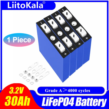 Liitokala New 30Ah A Grade LFP Lithium Iron Phosphate 4000 Cycle LiFePO4 Rechargeable Battery Cells 3.2v