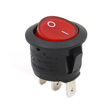 SPST On/Off Rocker Switch Round 3-Pin with Red LED Light in BD, Bangladesh by BDTronics