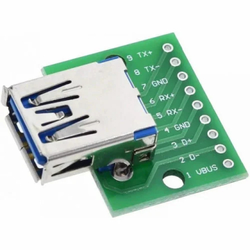 USB 3.0 Type A Female to Breadboard Adapter & PCB 2.54mm DIP 9P