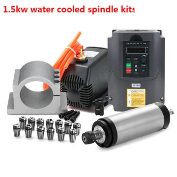 1.5KW Water Cooled Spindle Motor with VFD, Pump, Aluminium Mount ER11 Collet Sets