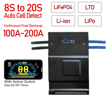 Original JK BMS 8S to 20S 100A 150A 300A for LiFePO4, LTO, Li-ion, LiPo Battery Charger Active Balancer with LCD and Bluetooth