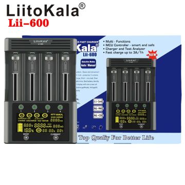  LiitoKala Lii-600 Smart Battery Charger Capacity Tester with Touch for Li-ion LiPo Ni-MH NiCd AA AAA 18650 26650 14500