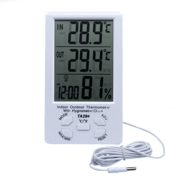 Indoor Outdoor Thermometer & Hygrometer With Clock TA298