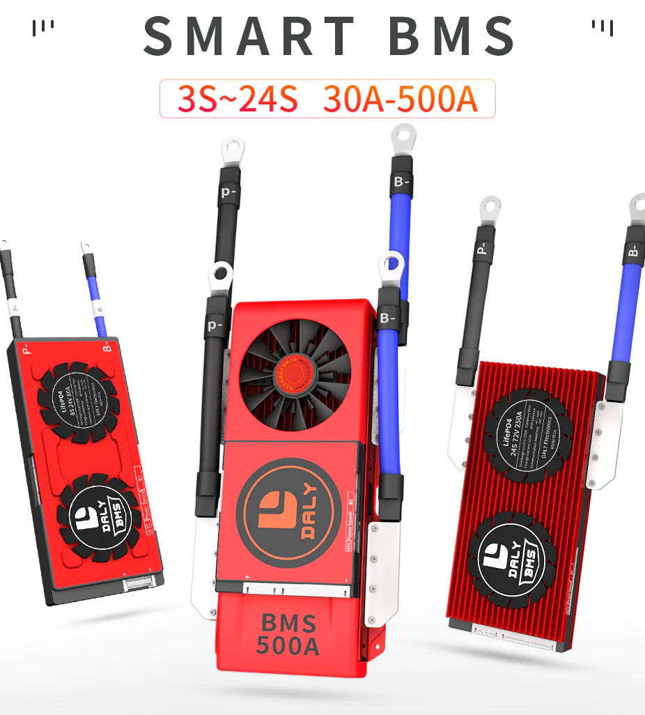 DALY BMS 24V 8S 100A LiFePO4 – Smart Bluetooth, Protezioni Complete, Per Batterie Litio E Scooter