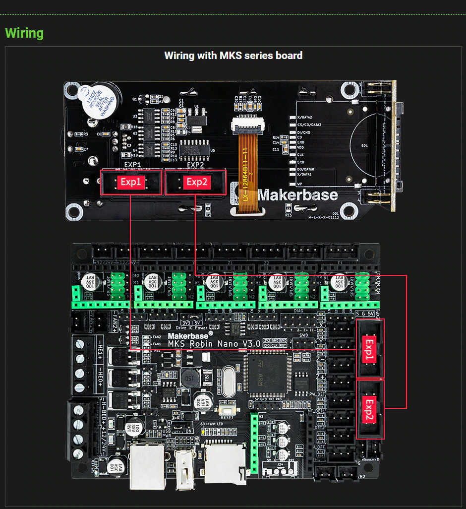 Makerbase MKS 12864 V3.0 Smart LCD with SD slot wiring with MKS Boards