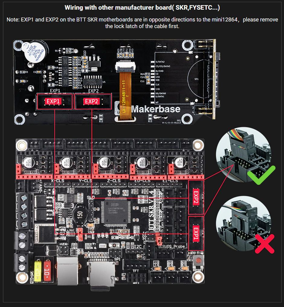 Makerbase MKS 12864 V3.0 Smart LCD with SD slot wiring with other boards