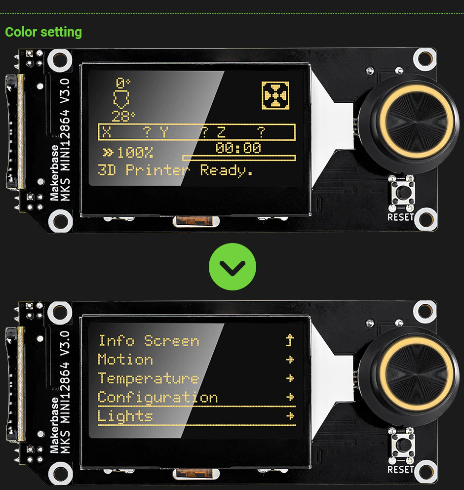 Makerbase MKS 12864 V3.0 Smart LCD with SD slot color setting page 1