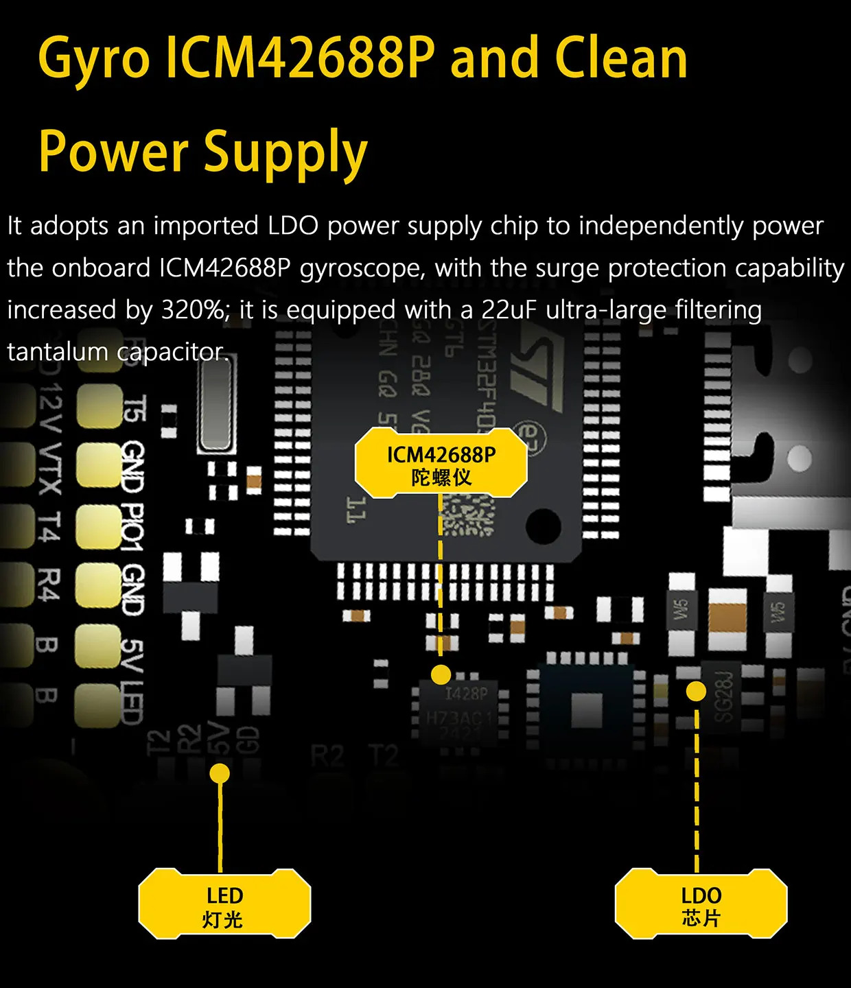 DAKEFPV F405 V3 Flight Control FC with 55A 6S ESC Stack for FPV Racing Drone Quadcopter