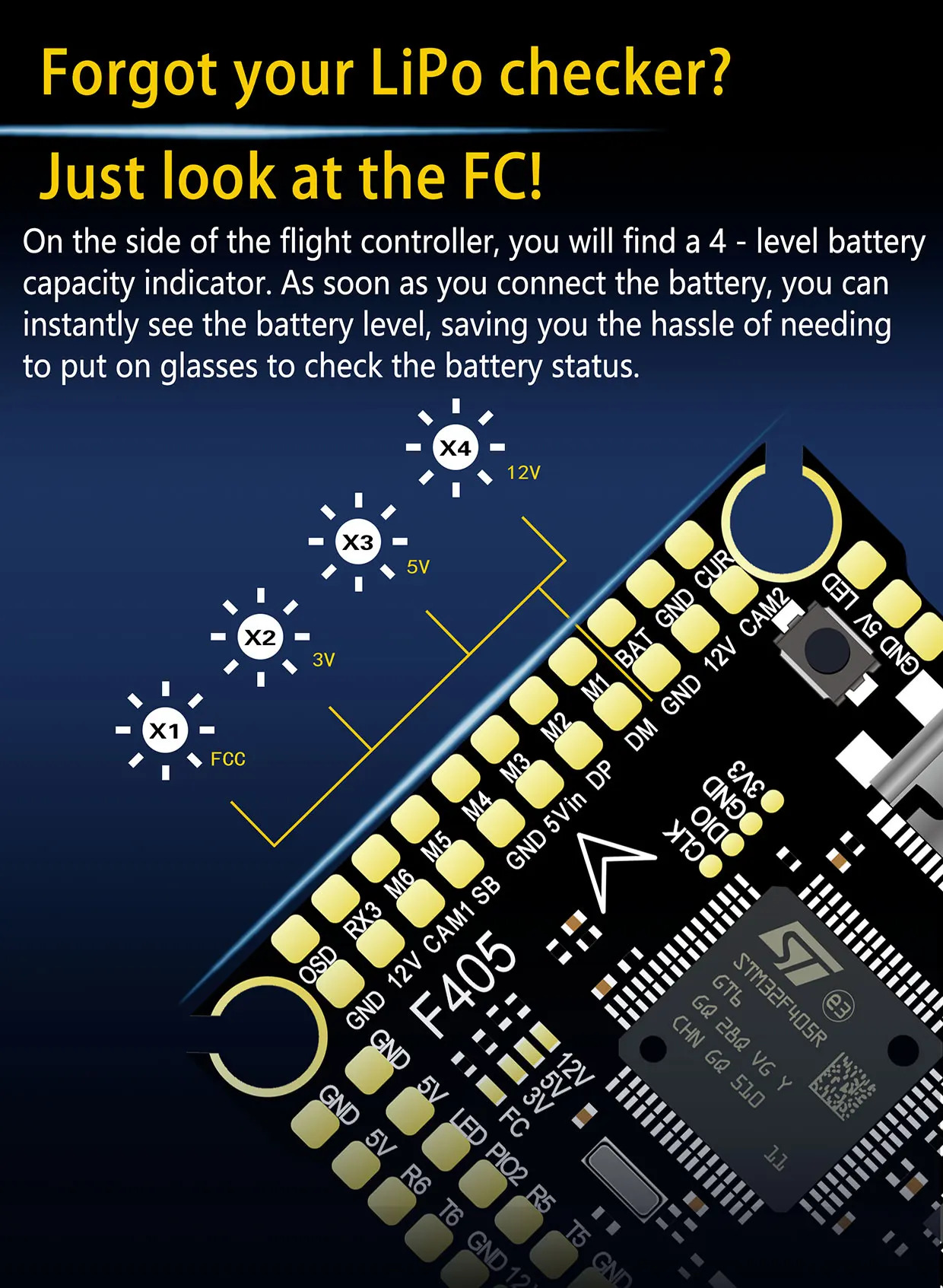 DAKEFPV F405 V3 Flight Control FC with 55A 6S ESC Stack for FPV Racing Drone Quadcopter