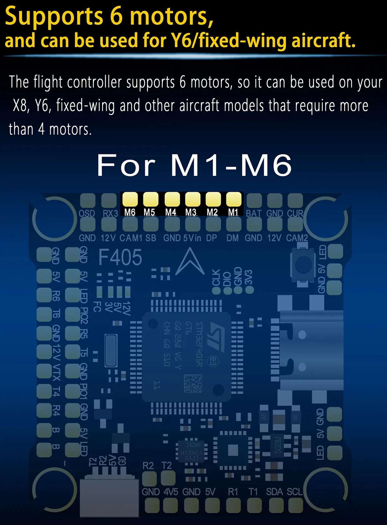 DAKEFPV F405 V3 Flight Control FC with 55A 6S ESC Stack for FPV Racing Drone Quadcopter